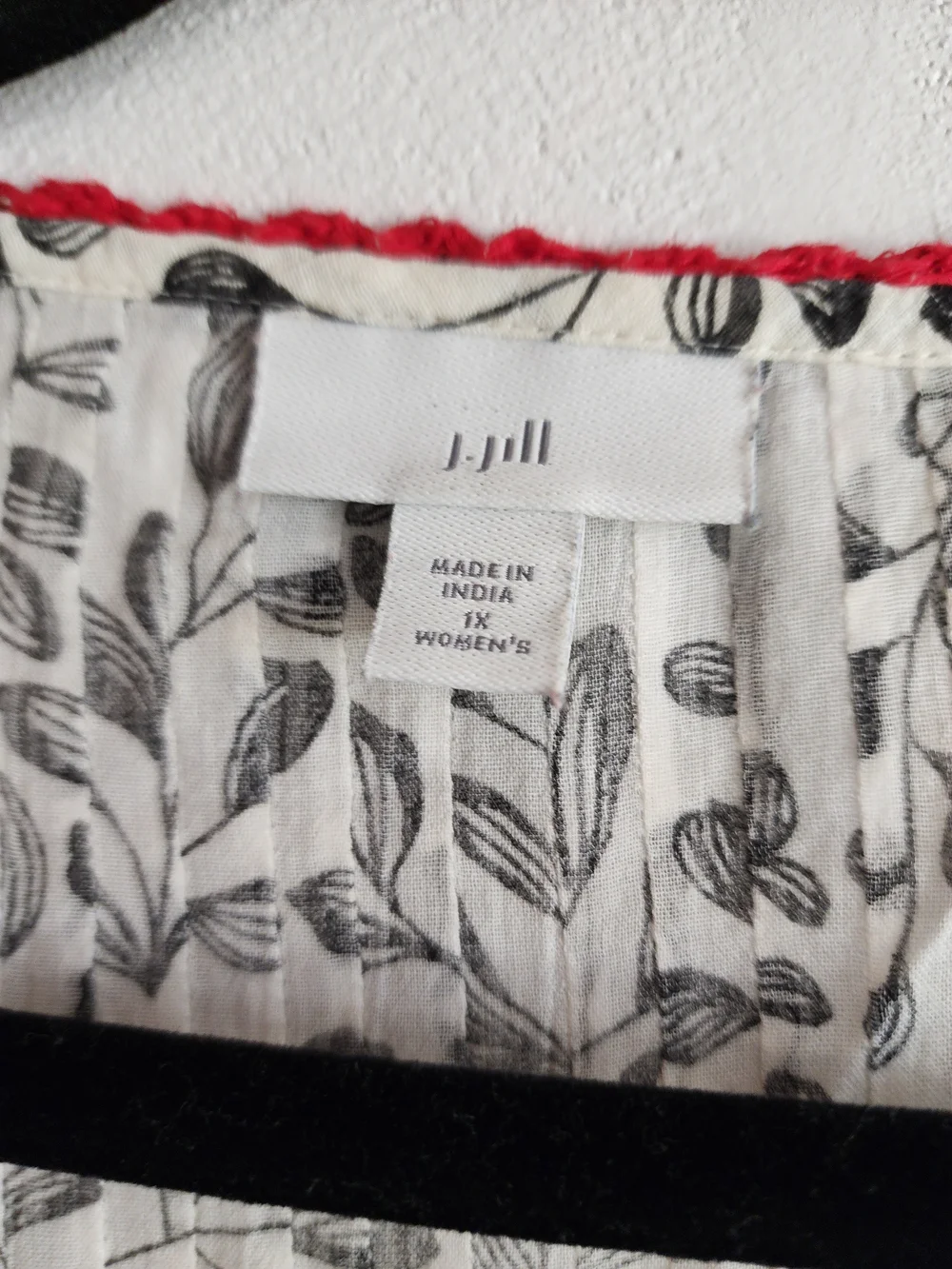 J. Jill White Peasant Blouse with Red Embroidery - Picture 2 of 3